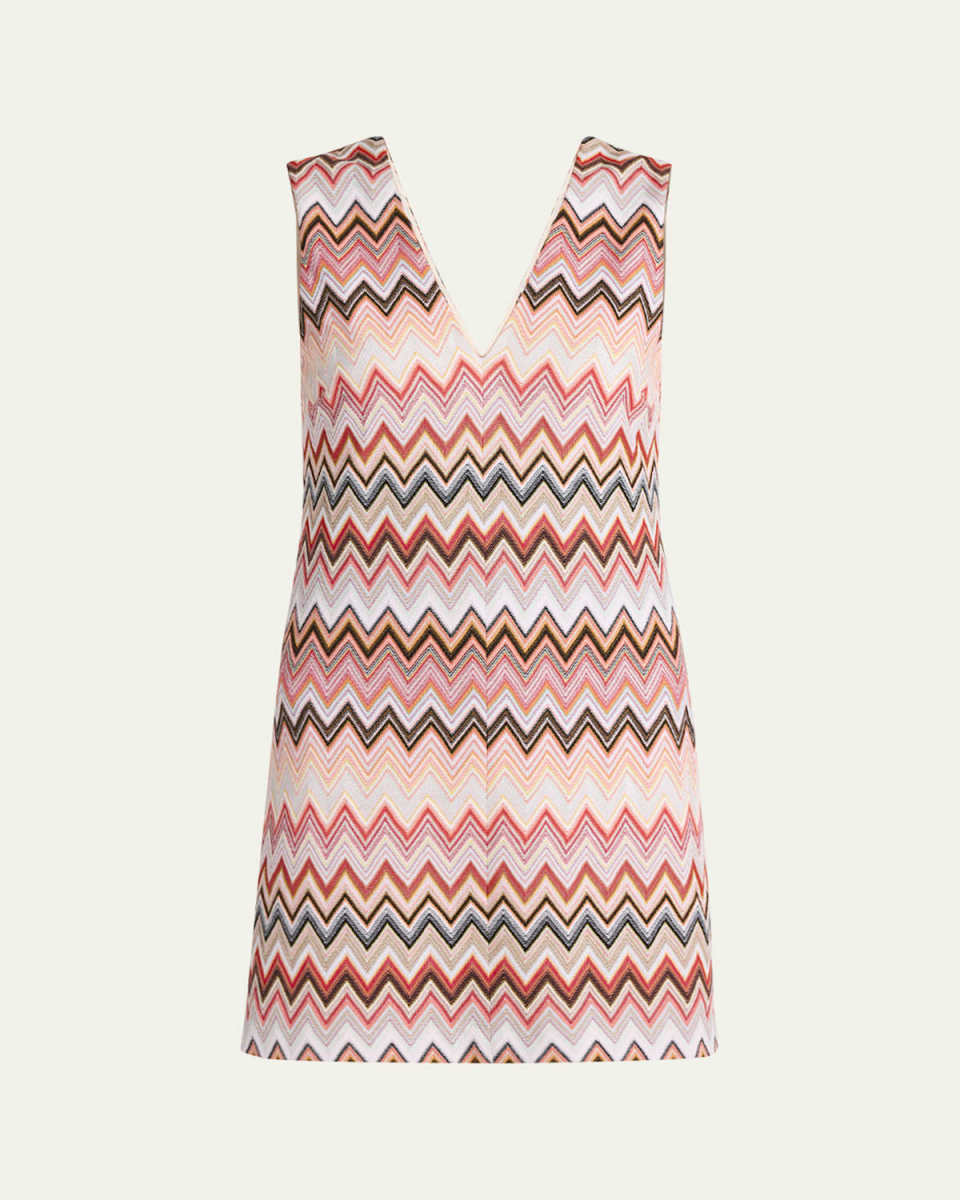 Chevron Sleeveless Mini Shift Dress